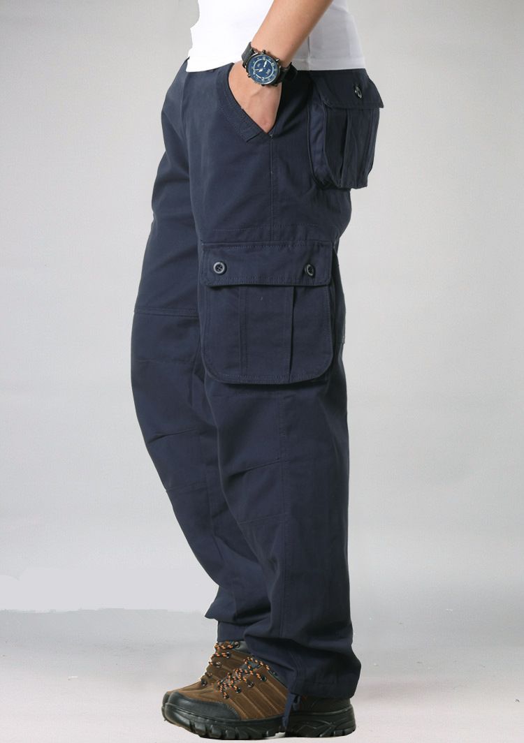 Man's clothing Casual pants Multi-pocket overalls men loose outdoor casual pants cotton straight leg sweatpants men_viptrois.com
