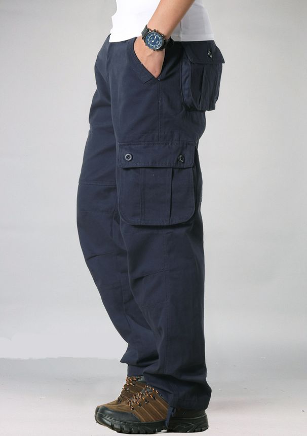 Man's clothing Casual pants Multi-pocket overalls men loose outdoor casual pants cotton straight leg sweatpants men_viptrois.com