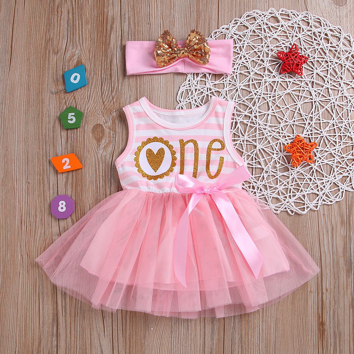 Foreign Trade New European And American Girls Skirt Printed Letters Sleeveless Mesh One Piece Skirt With Hairband Two Piece Princess Skirt_viptrois.com