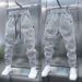 Men's Clothing Autumn And Winter Splicing Striped Ankle Sports Pants Trendy Casual Pants Loose Light Luxury Sweatpants_viptrois.com