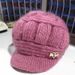 Autumn Winter New Women's Pumpkin Fleece Lined Thickened Granny Knitted Stylish Fashion Short Brim Beret Hat_viptrois.com