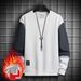 Men's Sweater Spring And Autumn Long-sleeved T-shirt Youth Trendy Brand Autumn And Winter Velvet Crew Neck Pullover Bottoming Shirt On Clothes_viptrois.com