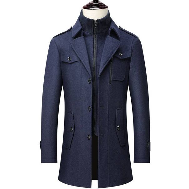 Men's Clothing Wool Blend Overcoat With Belt - Classic British Style Long Coat For Winter, Business & Casual Wear (Grey, Black, Navy, Camel, Brown)_viptrois.com