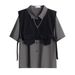 Men's Clothing Dark functional workwear men's summer loose shirt hip hop short sleeved shirt set with vest suit_viptrois.com
