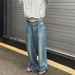 Man's clothing Urban High street pants straight daddy male and female KENIJIMA broad-legged blue cow_viptrois.com