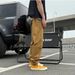 Unisex Functional Cargo Pants Wide Length American Style Small Triangle White Label Casual Tapered Mid Waist Skinny_viptrois.com