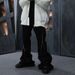 Men's women's autumn and winter urban RO style spiral track twisted large zipper banana trousers black jeans_viptrois.com