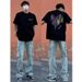 American High Vibe Letter Printed Short Men's T-shirt Summer Fashion Brand Street Half Sleeved Trendy Round Neck Top_viptrois.com