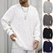 Men's Clothing New Men's Long Sleeved Round Neck Casual Men's Knitted Sweater Loose Pullover Solid Color Top_viptrois.com