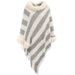 Women's Shawls Imitation Rex Rabbit Fur Collar Knitted Pullover Cape Women's Chenille Warm Striped Shawl Sweater_viptrois.com
