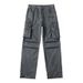 Men's Utility Cargo Jeans – Oversized Washed Denim Pants With Multi-Pockets, Streetwear Baggy Trousers For Urban Style (Black/Gray), S-2XL_viptrois.com