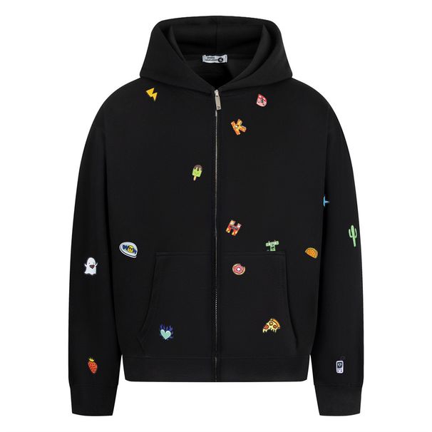 Fun Full Print Design Sense Personality Loose Hoodie Men's Vibe Trendy Brand Niche Zipper Jacket Spring Autumn Style_viptrois.com
