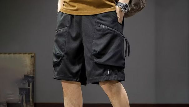 Men's Clothin Summer Shorts Hong Kong Style Korean Workwear Shorts Men's Sports Casual Pants Loose Fashion Brand Large Size Mid Length Pants_viptrois.com