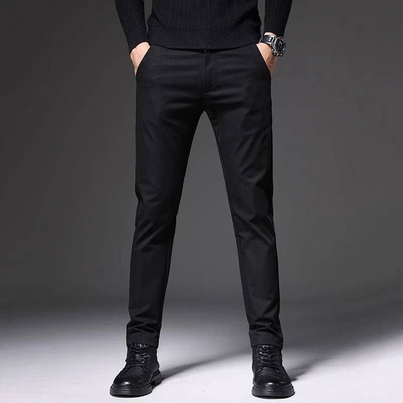 High-end Black Casual Trousers For Men In The Spring Of 2025, With A Four-sided Drape And A Simple Mid-waist Business No-iron Design_viptrois.com