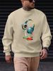Men's Loose Casual Fashionable Color Headphone Pattern Printed Round Neck Long Sleeved Sweatshirt For Autumn And Winter_viptrois.com