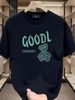 【DORAE】2026 Breathable T-shirt (Eco Cotton) Navy (3D "GOODL Bear" Print & Mint Green Accent) – Pioneer Style For Weekend Getaway_viptrois.com