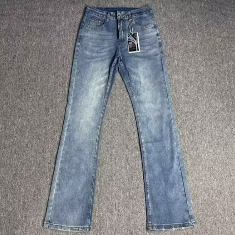 Vintage American Streetwear Light Blue Cleanfit Jeans For Men - Slim Fit Bootcut Denim Pants_viptrois.com