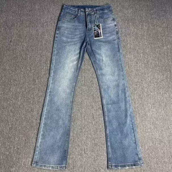 Vintage American Streetwear Light Blue Cleanfit Jeans For Men - Slim Fit Bootcut Denim Pants_viptrois.com