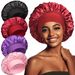 Autumn and winter leopard print sleeping cap wide brim satin hat hair care cap washing hat shower cap hair bonnet_viptrois.com
