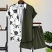 Men's Clothing Hot Selling Short Sleeved Trendy Printed Hawaiian Shirt Short Sleeved Shorts Men's Suit_viptrois.com