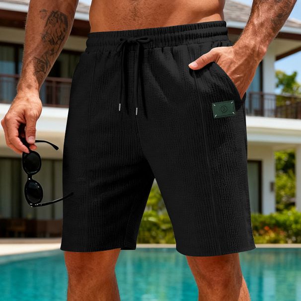 Men's Clothing Men's Waffle Knit Casual Shorts - Breathable Quick-Dry Loose Fit Beach & Commute Shorts (Beige, White, Black, Navy, Light Grey)_viptrois.com