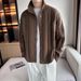 Pure 2023 Autumn Winter New Cable Knit Cardigan Men's Korean Style Loose Versatile Solid Color Sweater Thickened Coat Top_viptrois.com