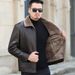 "Men's Genuine Goat Leather Jacket – Classic Short Lapel Design With Fur & Velvet Lining, Mid-Length Casual Coat For Winter"_viptrois.com