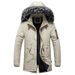 Men's Clothing Winter Parka With Detachable Raccoon Fur Hood, Thick Fleece-Lined Jacket For Cold Weather, Casual Zip-Up Coat_viptrois.com