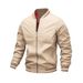 2024 Spring Autumn Collar And Cuff Striped Windproof Lightweight Jacket, College Simple Style Top_viptrois.com