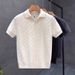 Men's Casual Knitted Polo Shirt Contrast Color Lapel Slim Fit Short Sleeve T-Shirt Fashion Personalized Summer Top_viptrois.com