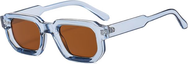 Vintage Rectangular Sunglasses For Men And Women, Retro Hexagon Small Thick Frame Tinted Chunky Glasses_viptrois.com