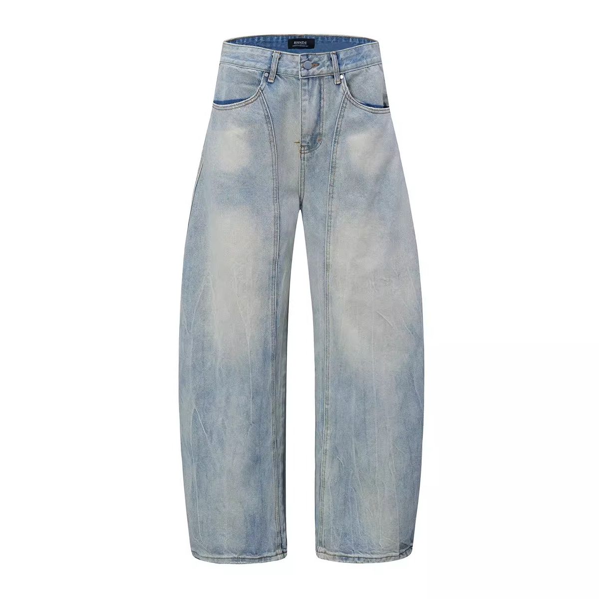 "Men's Deconstructed Washed Jeans – Distressed Blade-Cut Wide-Leg Trousers (Vintage Streetwear, Oversized Fit,Summer Lightweight)"_viptrois.com