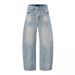"Men's Deconstructed Washed Jeans – Distressed Blade-Cut Wide-Leg Trousers (Vintage Streetwear, Oversized Fit,Summer Lightweight)"_viptrois.com