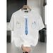 Camiseta Manga Corta Algodón Puro Pesado Marca Moda Impresa, Nueva Camiseta Casual Versátil De Gran Tamaño Para Hombres_viptrois.com