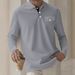"Men's Plaid Long Sleeve Polo Shirt - Breathable Button-Down Pocket Design For Casual & Business Wear - White/Black/Grey/Orange/Navy"_viptrois.com
