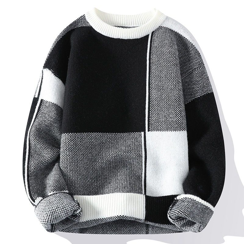 Pure 2024 Men's Pullover Knit Autumn Winter Round Neck New White Base Pattern Sweater For Cross-Border Foreign Trade_viptrois.com