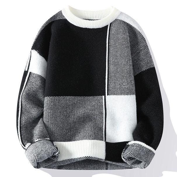 Pure 2024 Men's Pullover Knit Autumn Winter Round Neck New White Base Pattern Sweater For Cross-Border Foreign Trade_viptrois.com