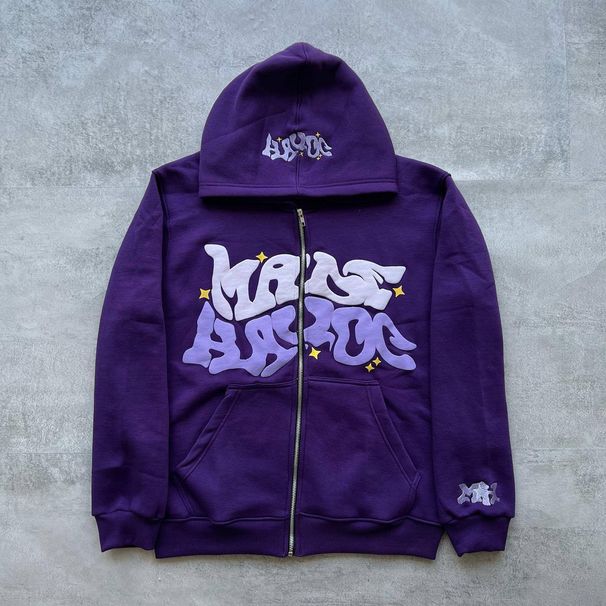 Men's Clothing Autumn New Style Sweatshirt Personality Street Style Foam Letter Print Cardigan Sweatshirt Jacket_viptrois.com