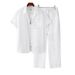 Men's Clothing White Breathable Men's Sports Casual Fashion Short Sleeved Trouser Suit Slightly Elastic Trendy Men's Clothing_viptrois.com