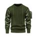 Loom Loom European And American Men's Brand Round Neck Patchwork Sleeve Three-Dimensional Pocket Personality Design Sweater Solid_viptrois.com