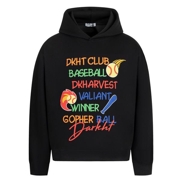 Colorful Letter Print Hoodie Unique Design American Hip-Hop Trend Spring Autumn Men's Loose Sweatshirt_viptrois.com
