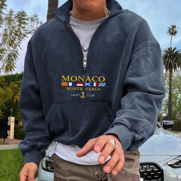 Men's Clothing Stylish Half-Zip Hoodie Trendy Print Soft Fleece Lining Comfortable Breathable Streetwear Fashion Casual Urban Wear ( Multiple Colors)_viptrois.com