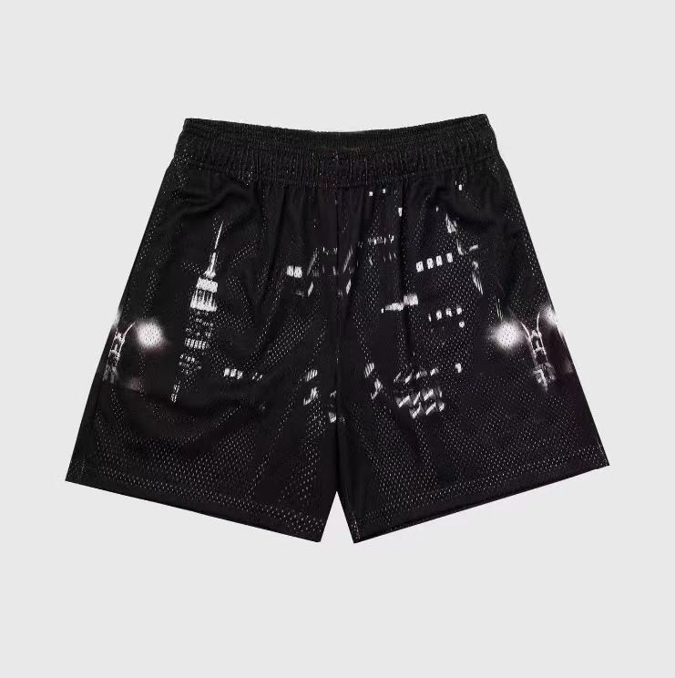 Men's Muscular Fitness Sports Shorts Breathable Loose Fit 3D Printed Mesh Above Knee Style_viptrois.com