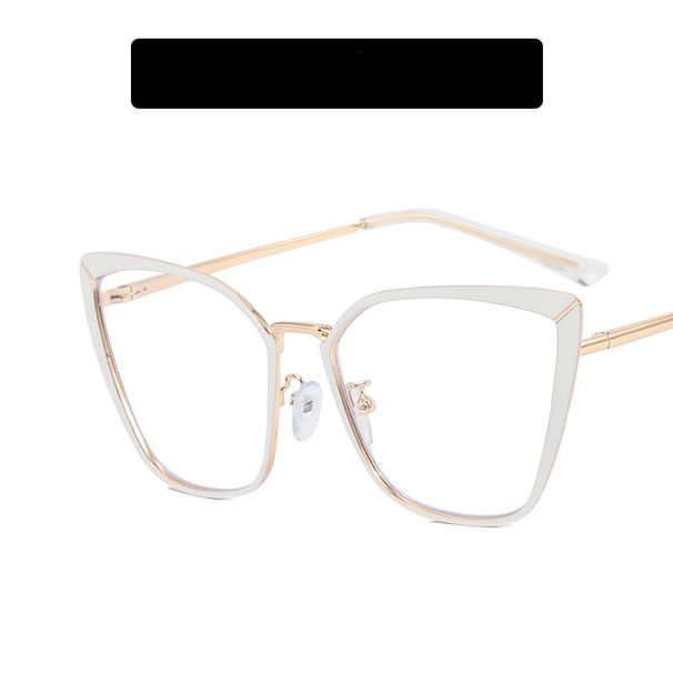 Women's Eyeglasses Metal Cat Eye Glasses Frame New Flat Glasses Plain Anti Blue Light Can Be Matched With Myopia Glasses Frame_viptrois.com
