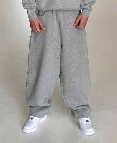 Men's Clothing Casual Simple Couple Fashion Hoodie Sweatshirt Solid Color Loose Sweatshirt Sweatpants_viptrois.com