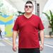 Men's Clothing summer breathable plus size short-sleeved v-neck t-shirt fat guy solid color extra large bottoming shirt 4XL_viptrois.com