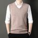 350g Pure Thickened Middle-aged Dad, Autumn And Winter Sleeveless V-neck Knitted Wool Sweater Vest For Men_viptrois.com