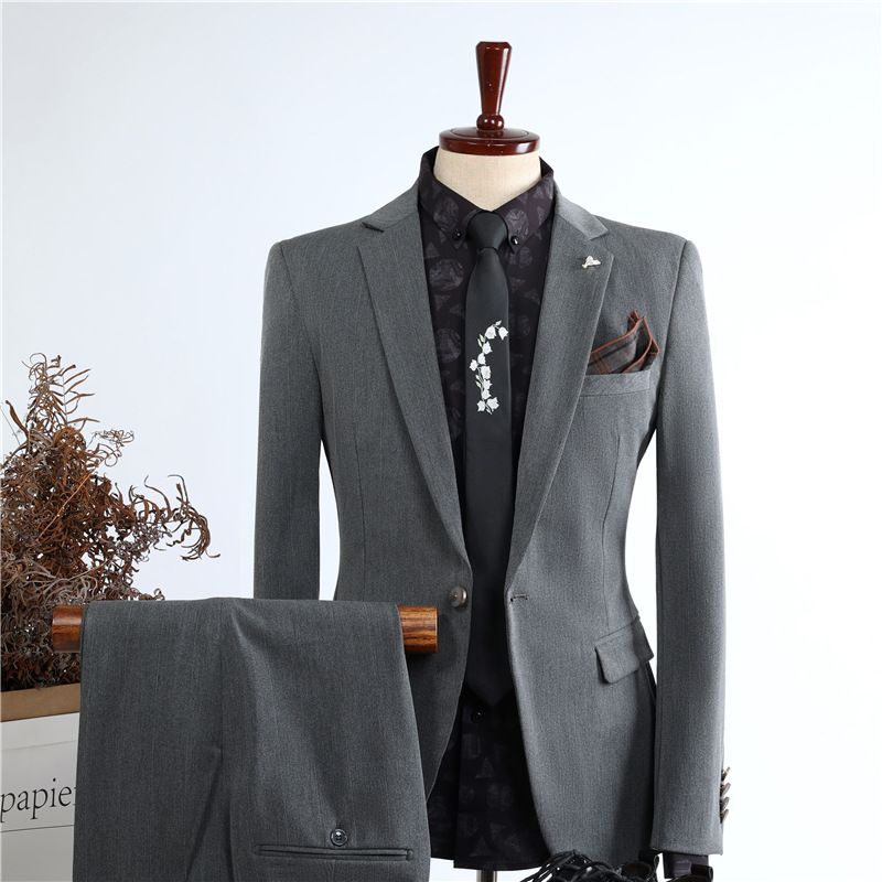 Men's Autumn Slim Fit Suit Set – Korean Style Wedding & Business Blazer With Vest & Trousers, Wrinkle-Resistant Formal Suit_viptrois.com