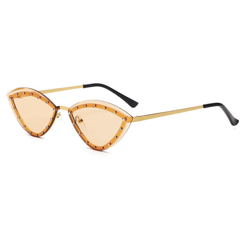 New metal cat eye with small frame and trimmed edges, sunglasses for women's trendy street photography glasses_viptrois.com