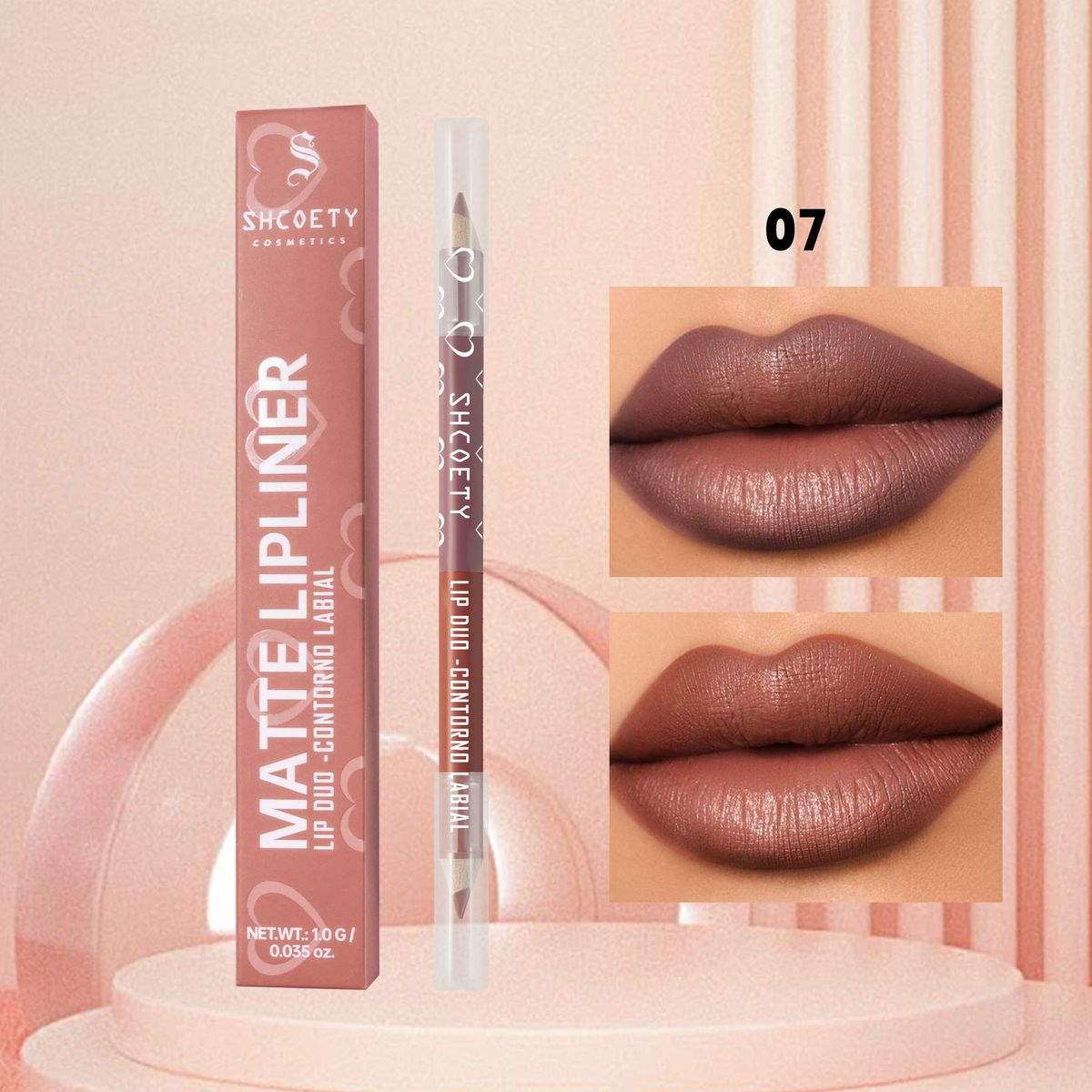 SHCOETY 12-Color Double-Head Dual-Tone Wooden Lip Liner - Matte Long-Lasting Easy-Application Non-Stick Cup Lip Contour Pencil_viptrois.com